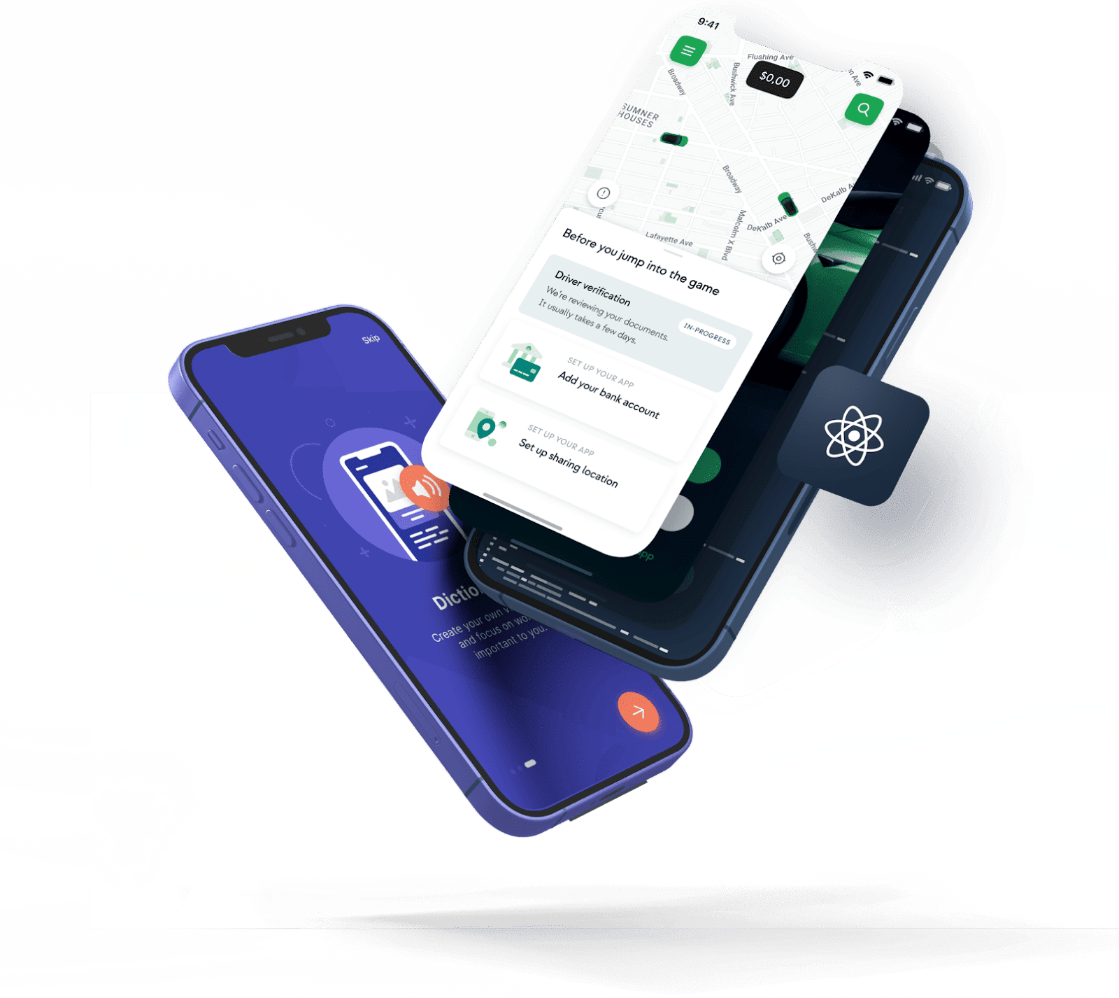 Feature image for mobile application building using different frameworks like react native , react , python , swift